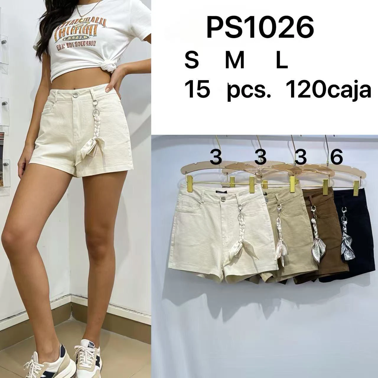 Shorts de mezclilla con accesorio-PS1026