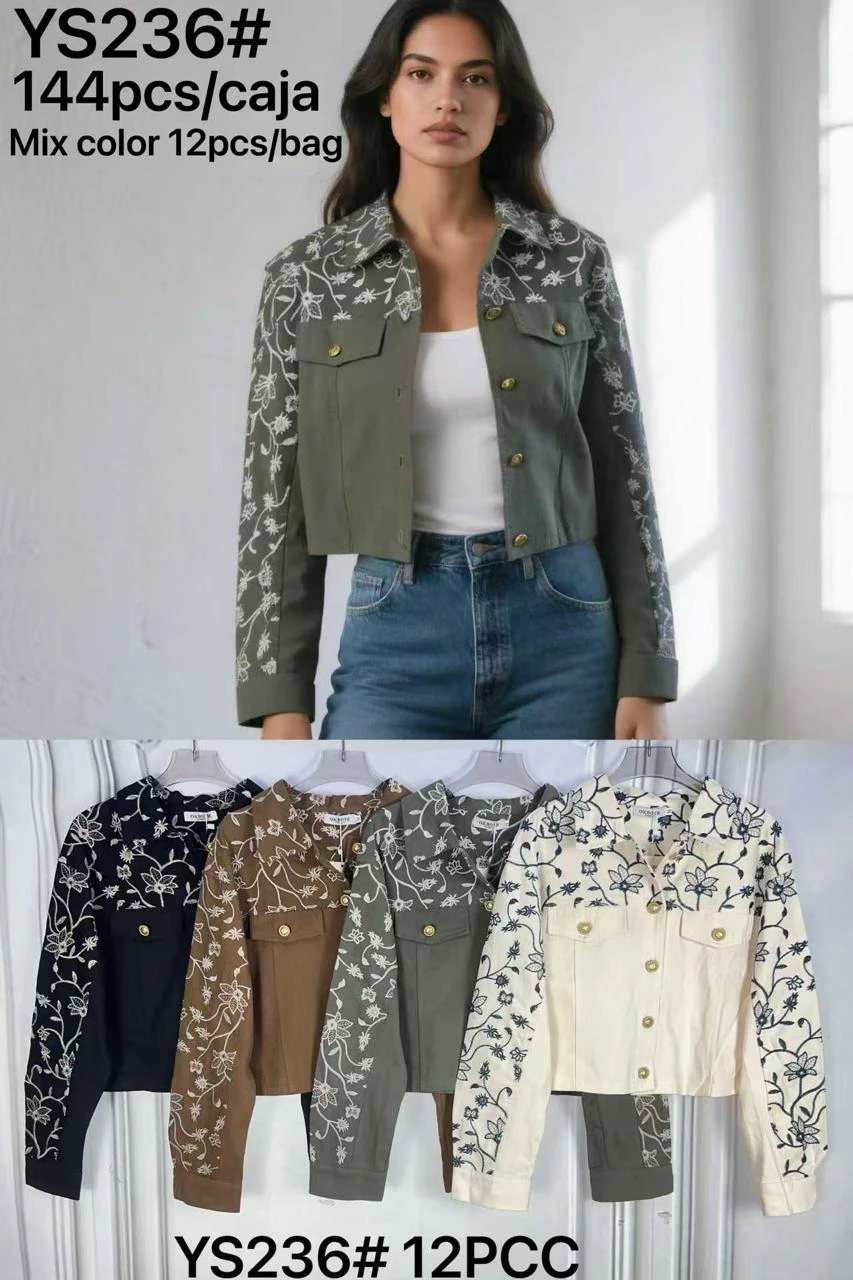 Chamarra corta con estampado floral-YS236