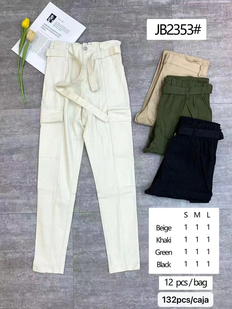 Pantalón cargo con cinturón-JB2353