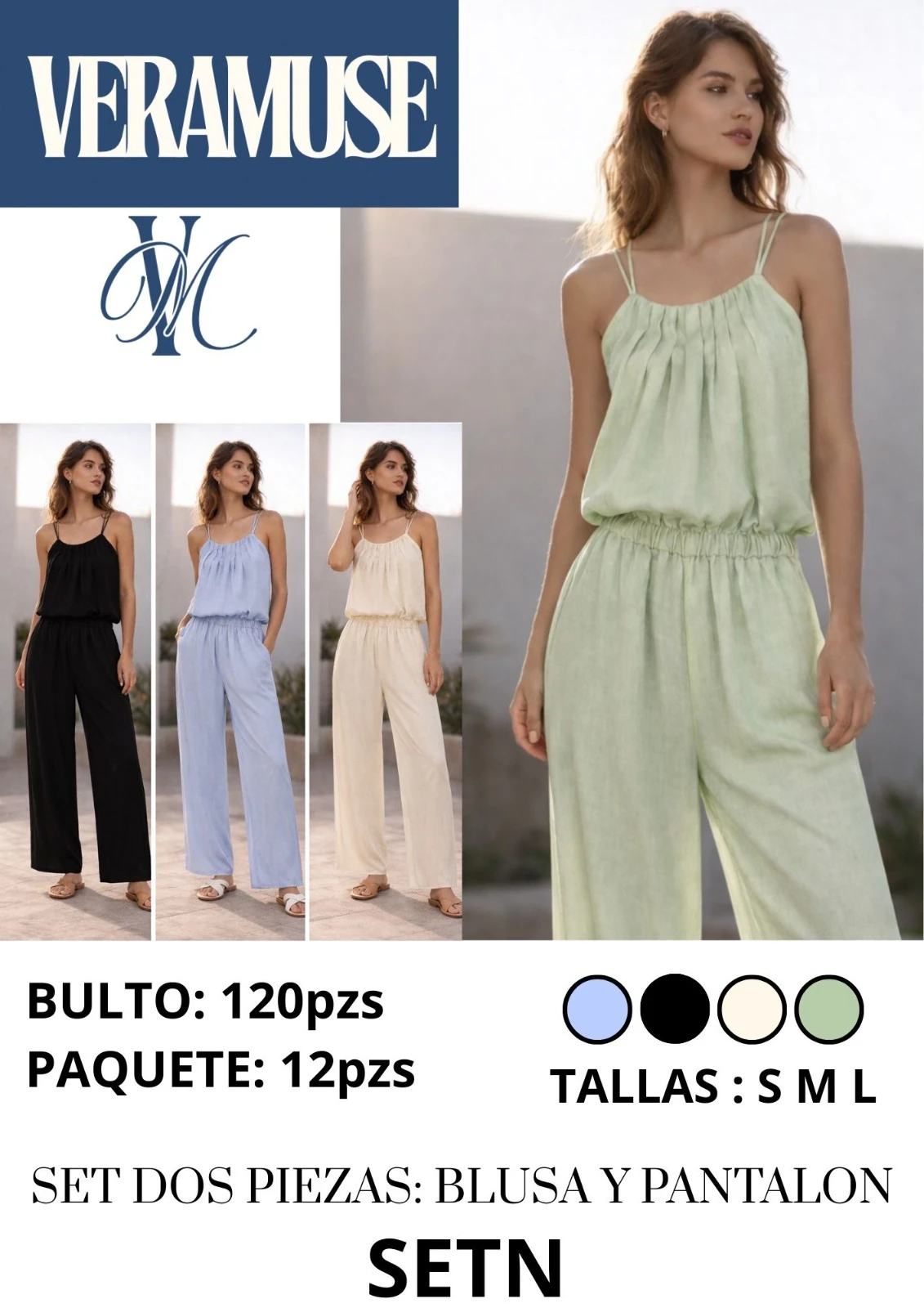 Conjunto de Blusa y Pantalón de Verano-SETN