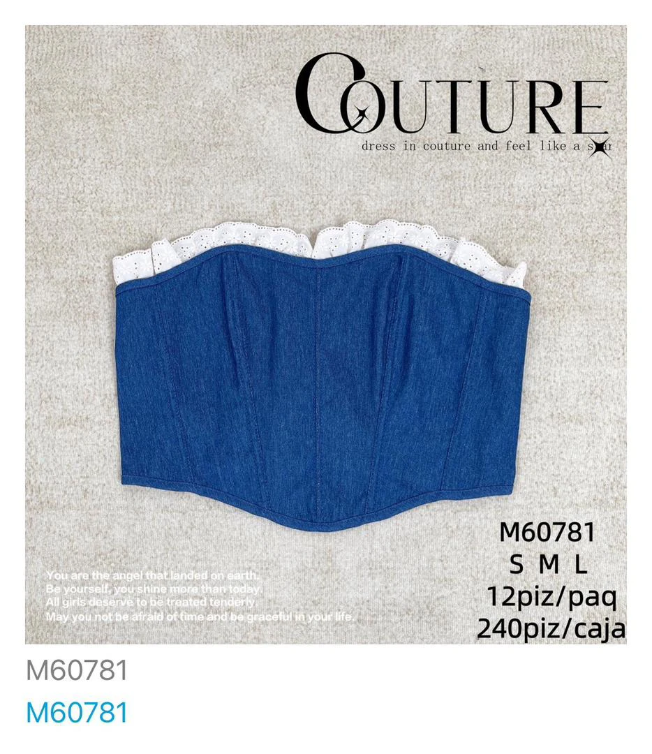 Corset con ribete de encaje-M60781