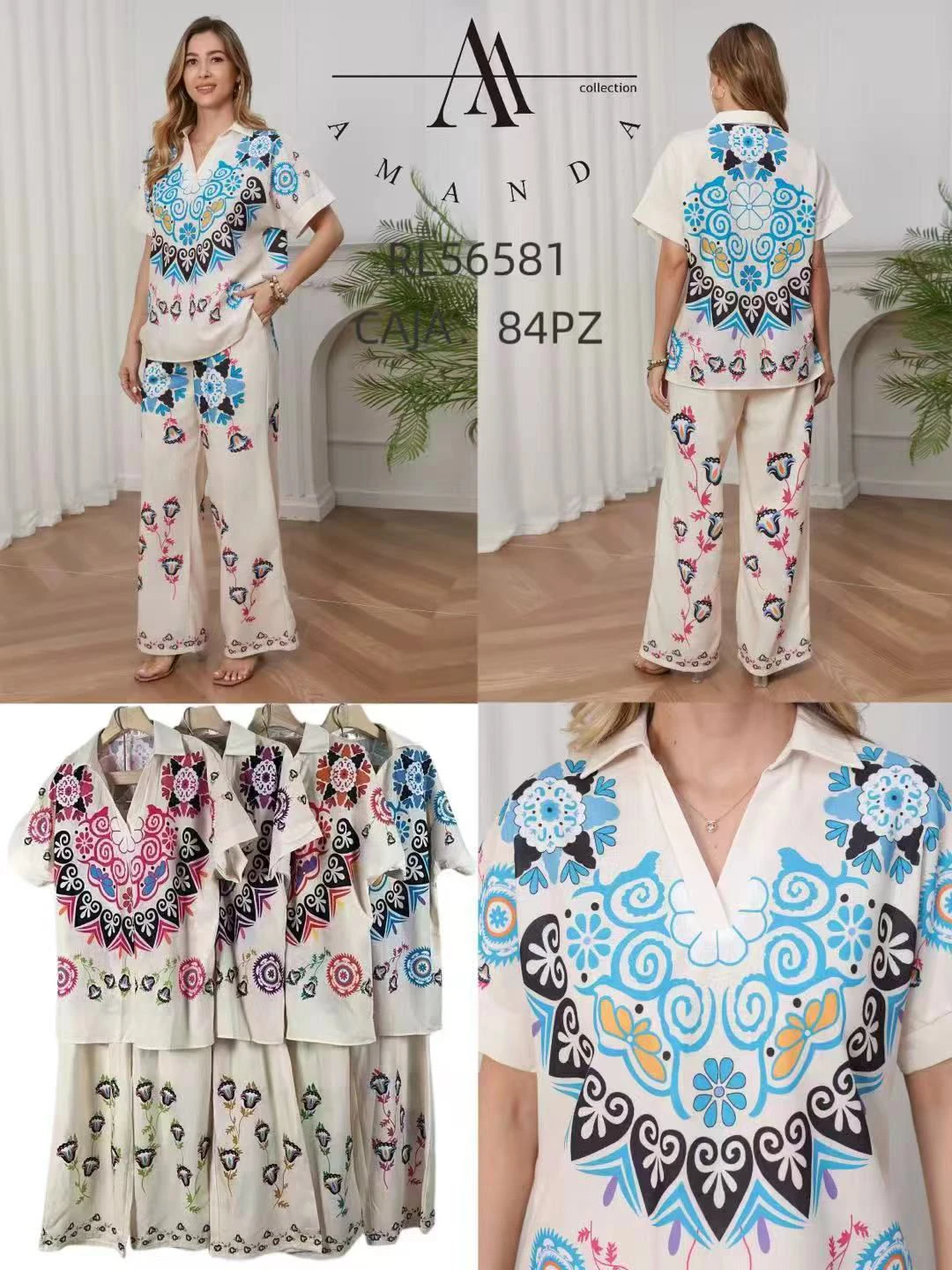 Conjunto de camisa y pantalón estampado-RL56581