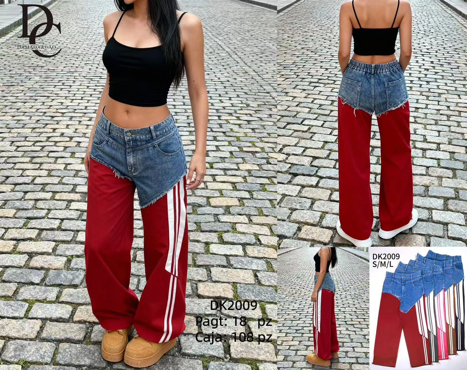 Pantalones joggers con detalle de tipo mezclilla-DK2009