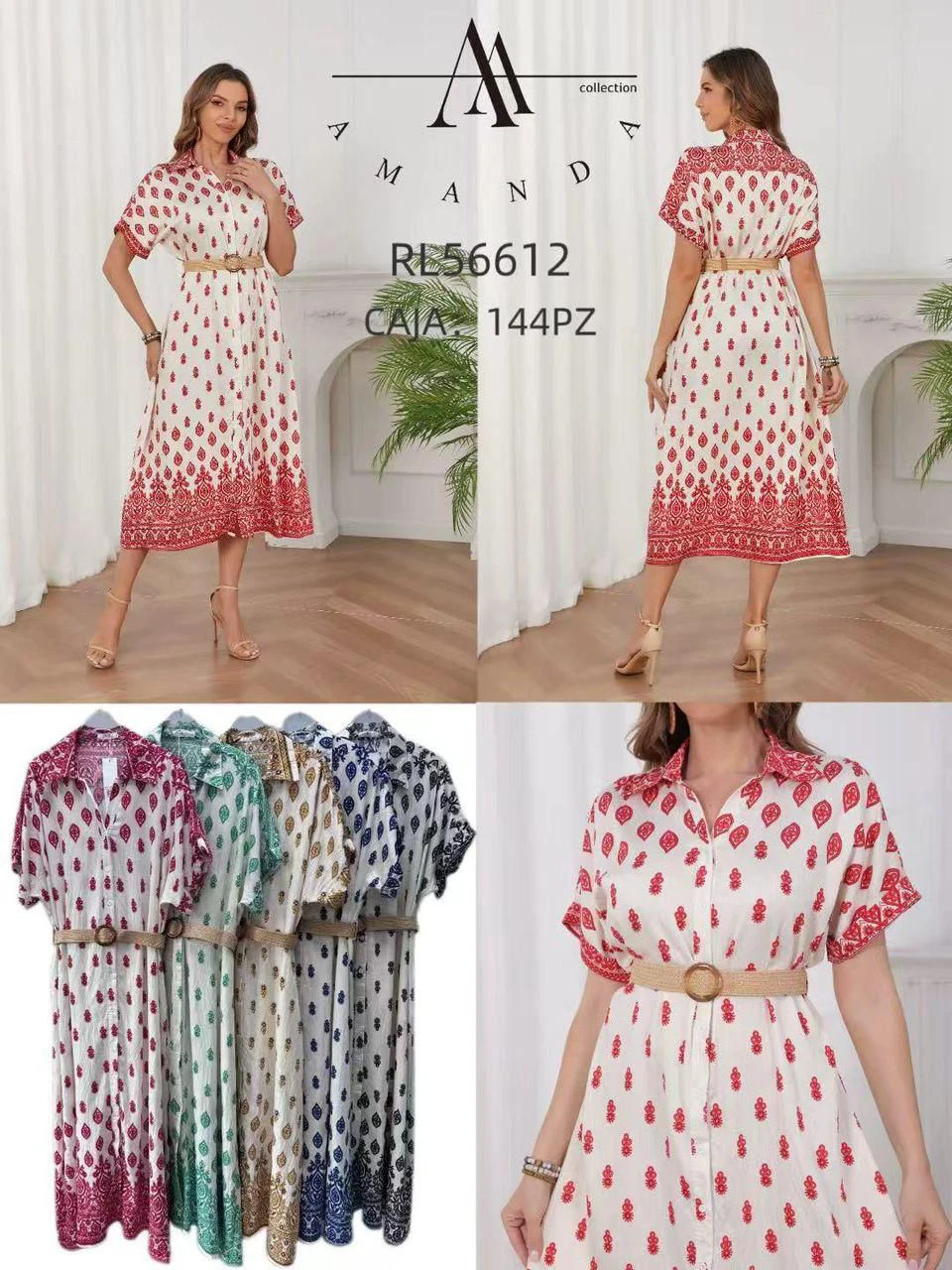 Vestido camisero estampado de verano-RL56612