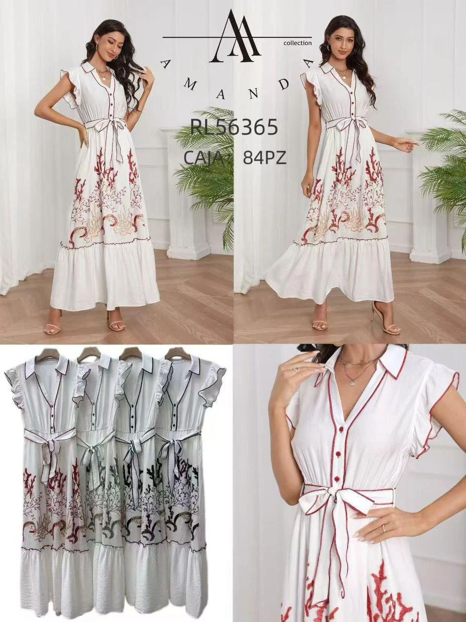 Vestido largo con bordado-RL 56365