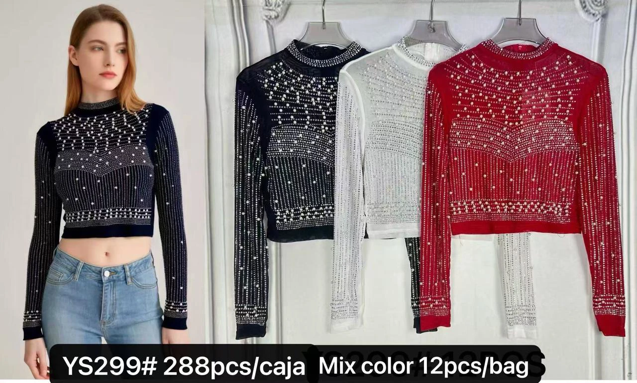 Crop top con perlas-YS299