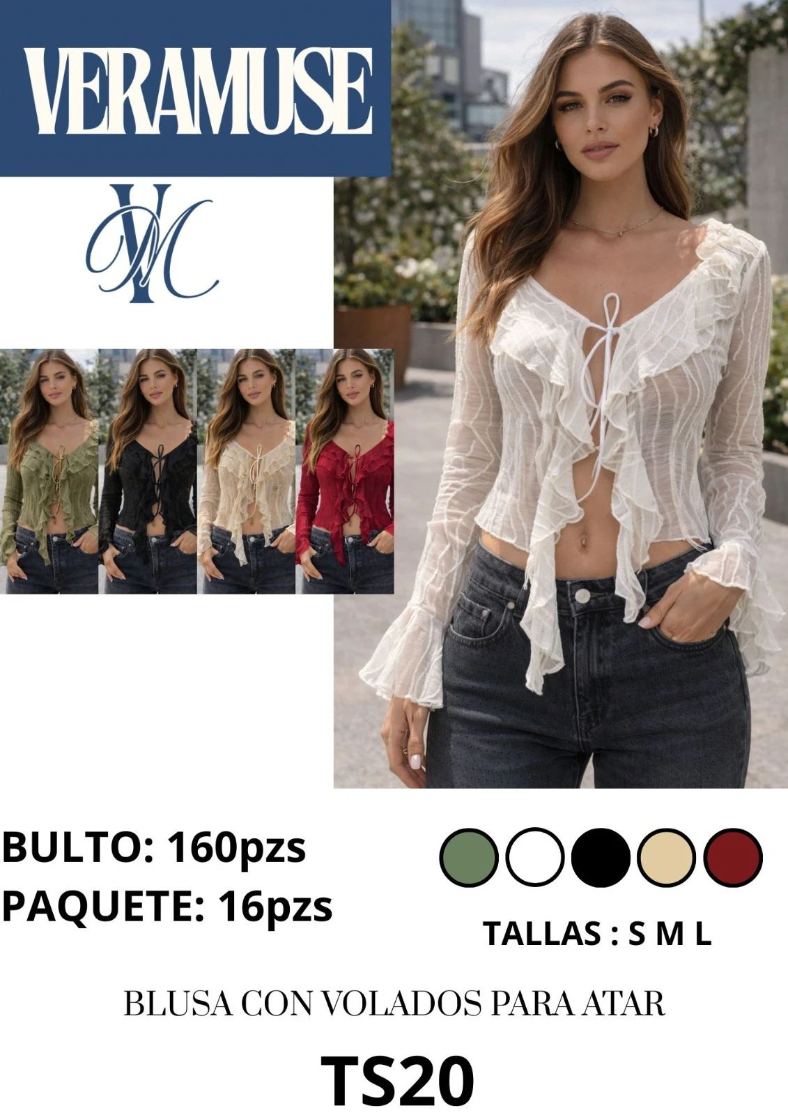 Blusa con volados para atar-TS20