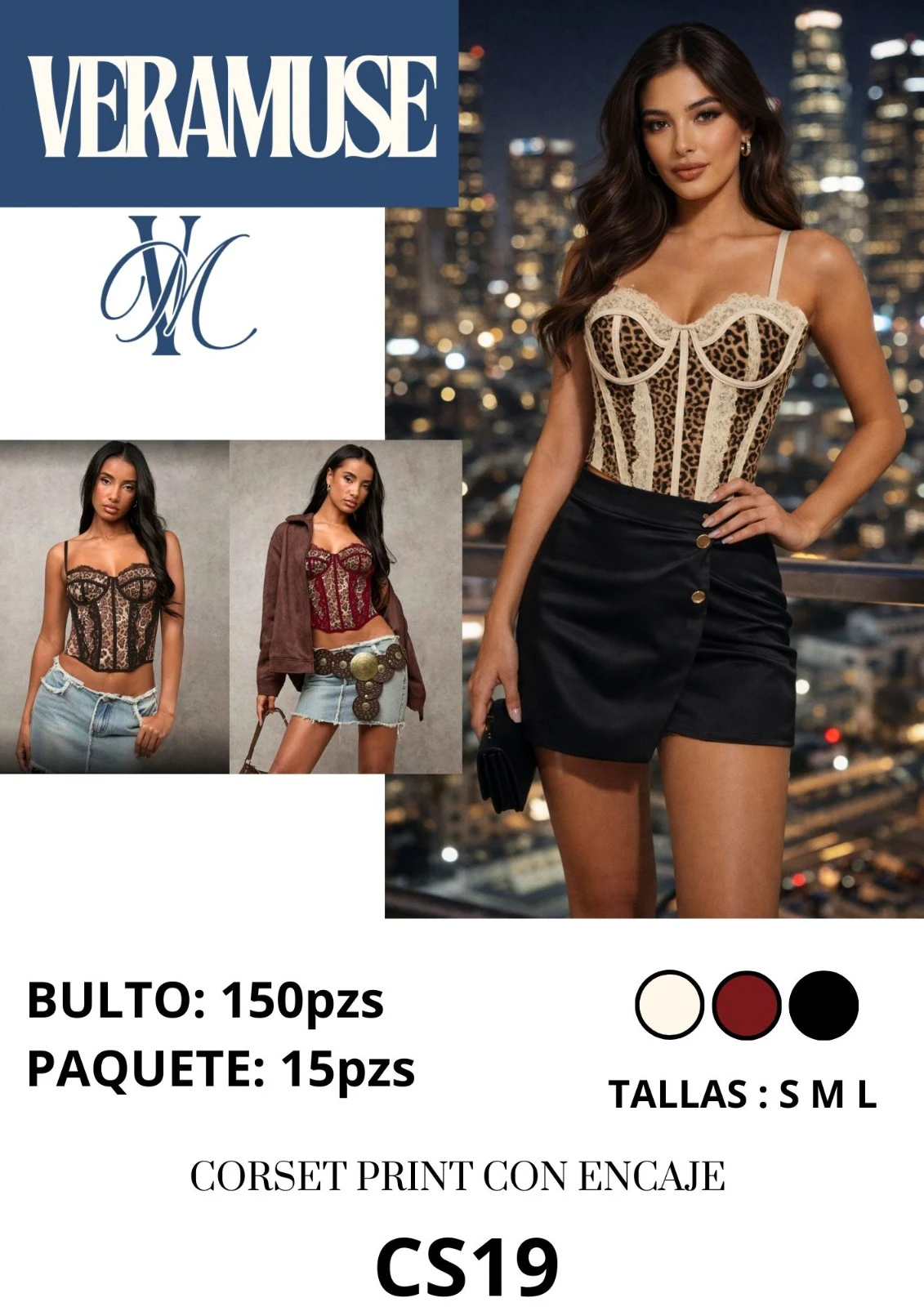 Corset estampado con encaje-CS19
