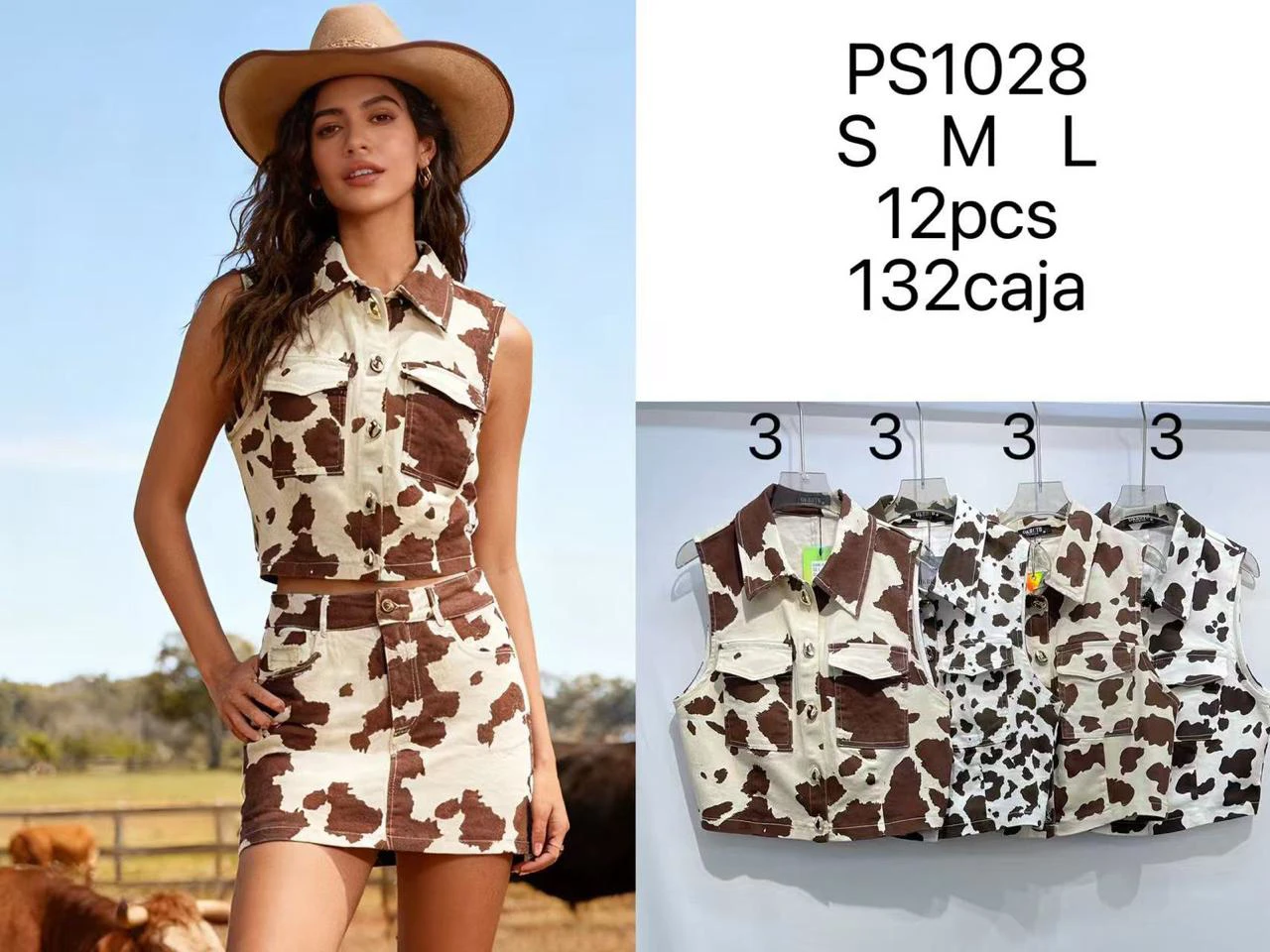 Chalecos con estampado de vaca-PS1028