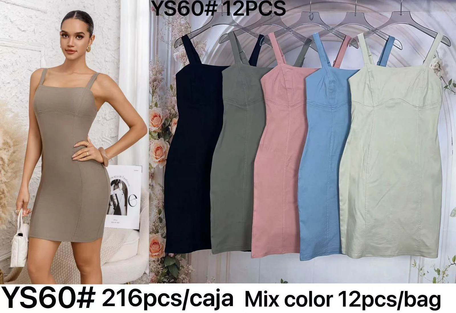 Vestido corto con tirantes-YS60