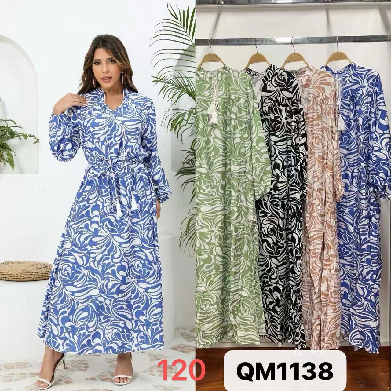 Vestido largo estampado-QM1138
