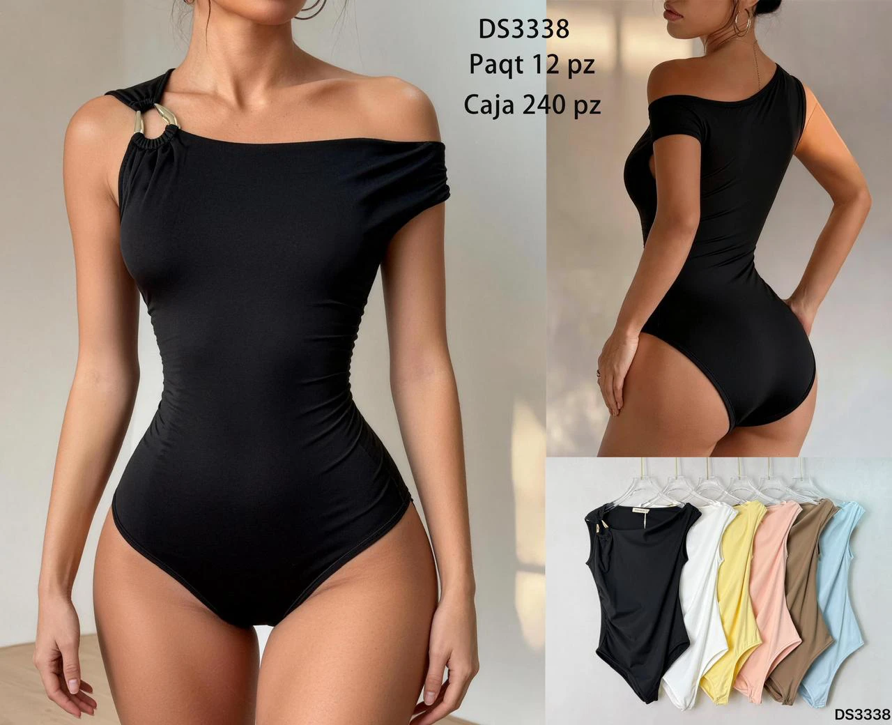 Body de mujer con diseño de un hombro-DS3338