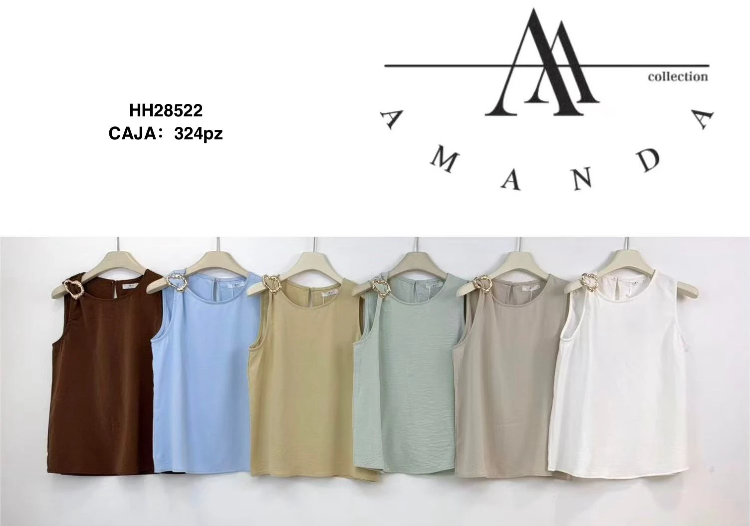 Top sin mangas con argolla decorativa-HH28522