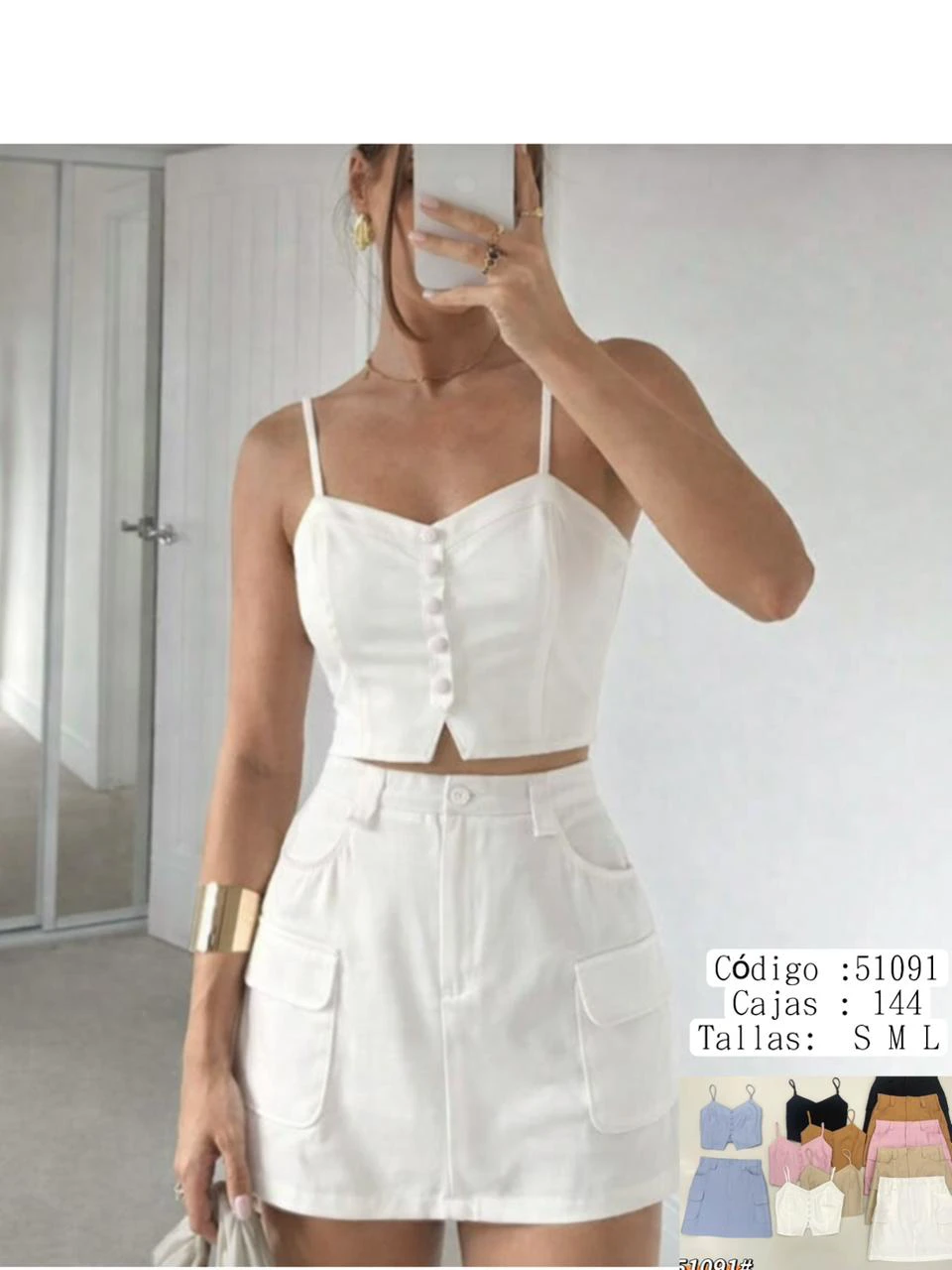 Conjunto de crop top y falda-51091