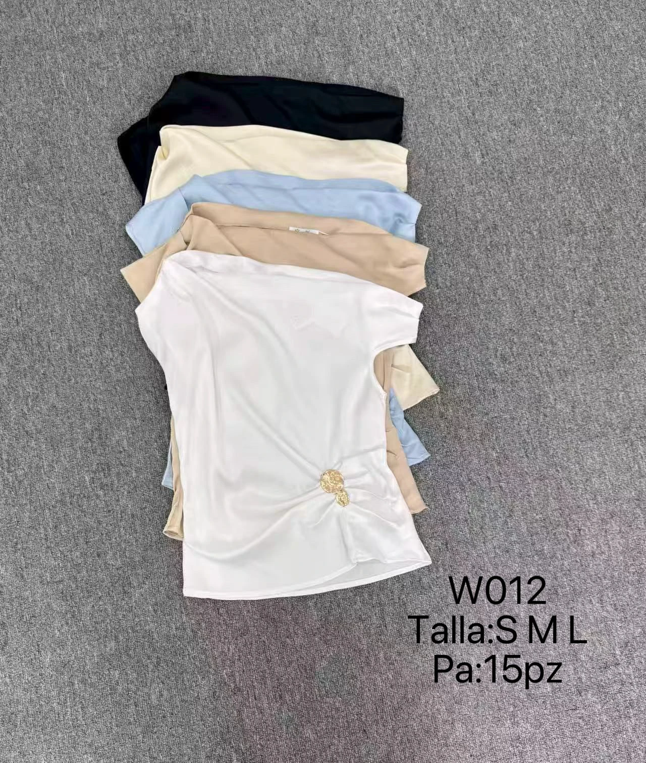Top de un hombro con detalle fruncido-W012