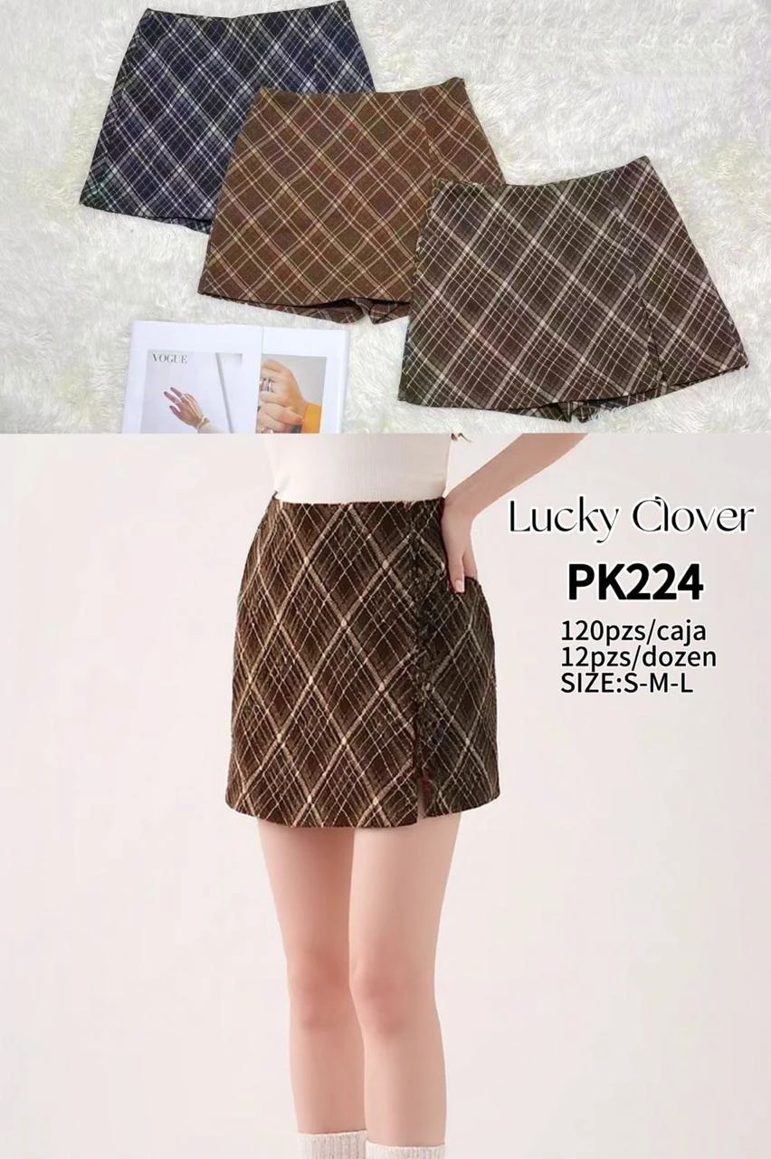 Minifalda a cuadros con abertura lateral-PK224
