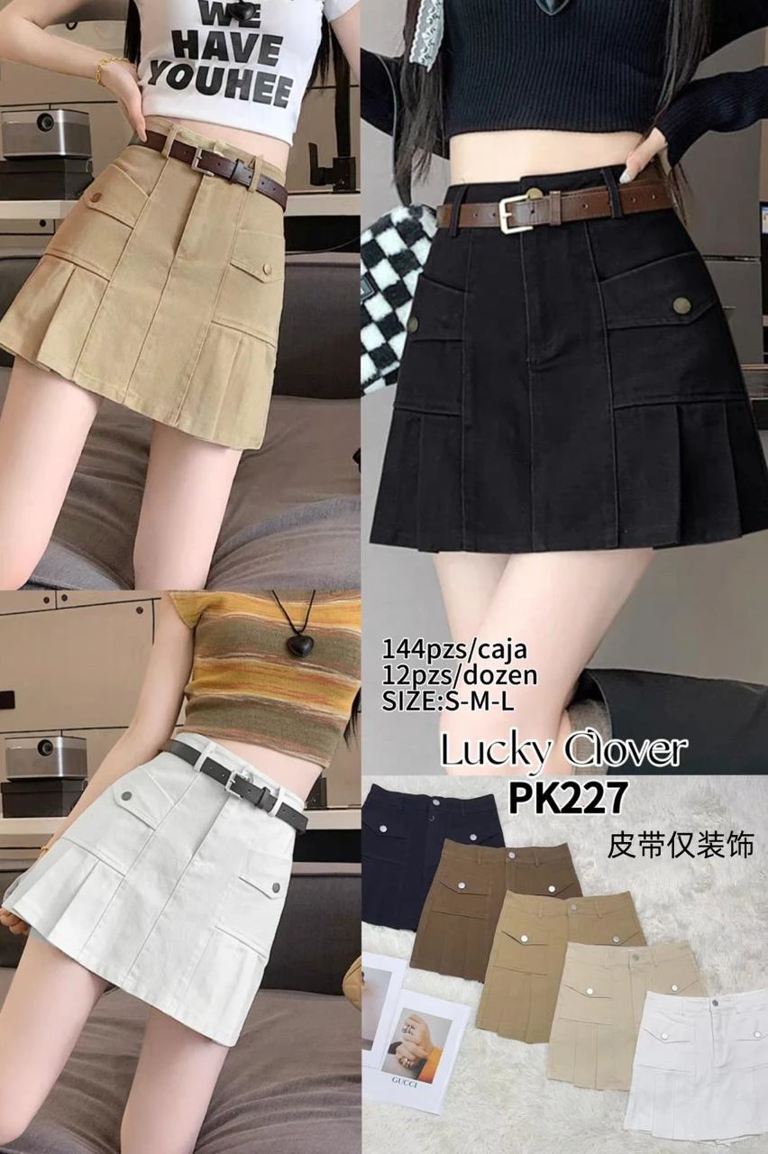 Mini falda plisada estilo cargo-PK227