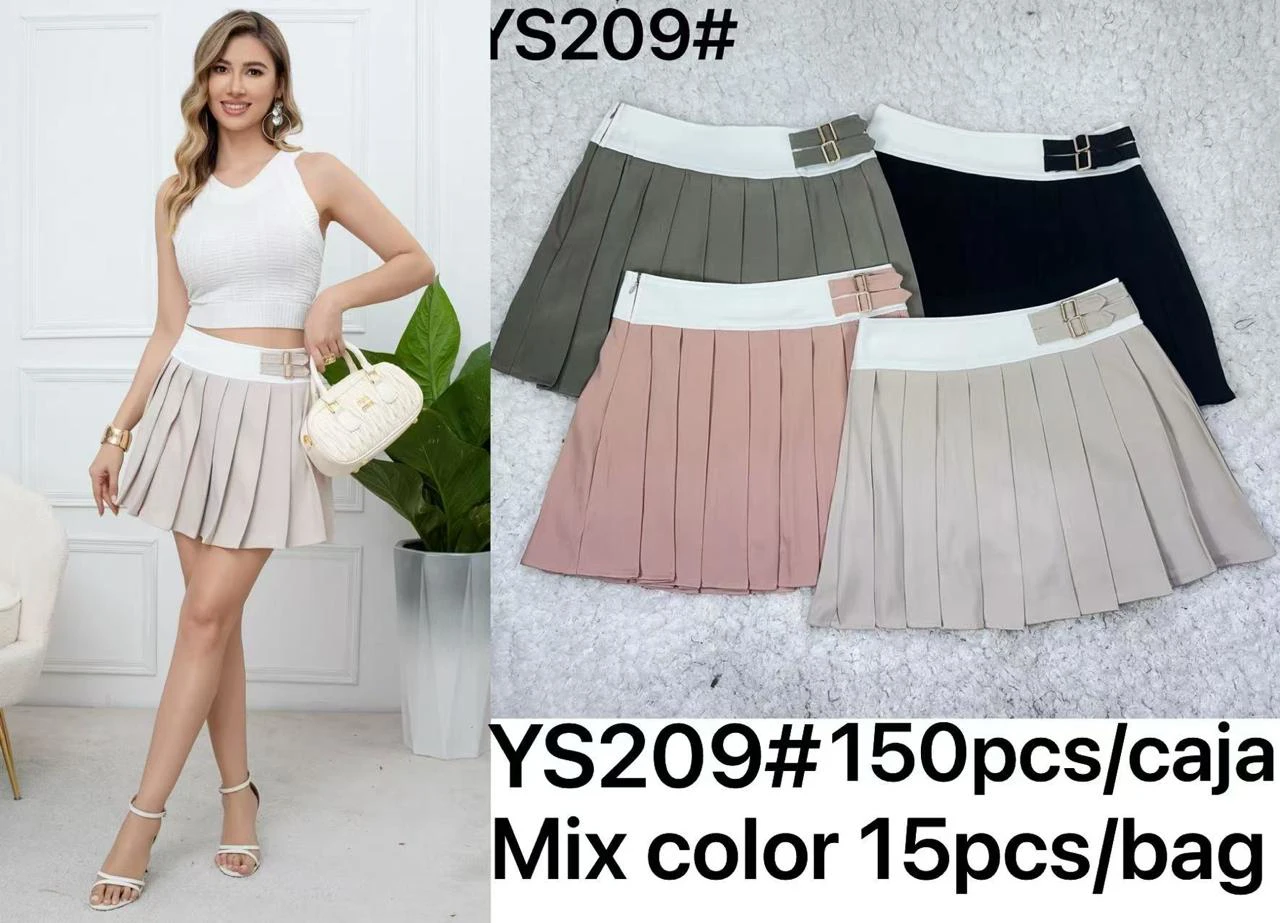 Falda plisada con hebillas-YS209