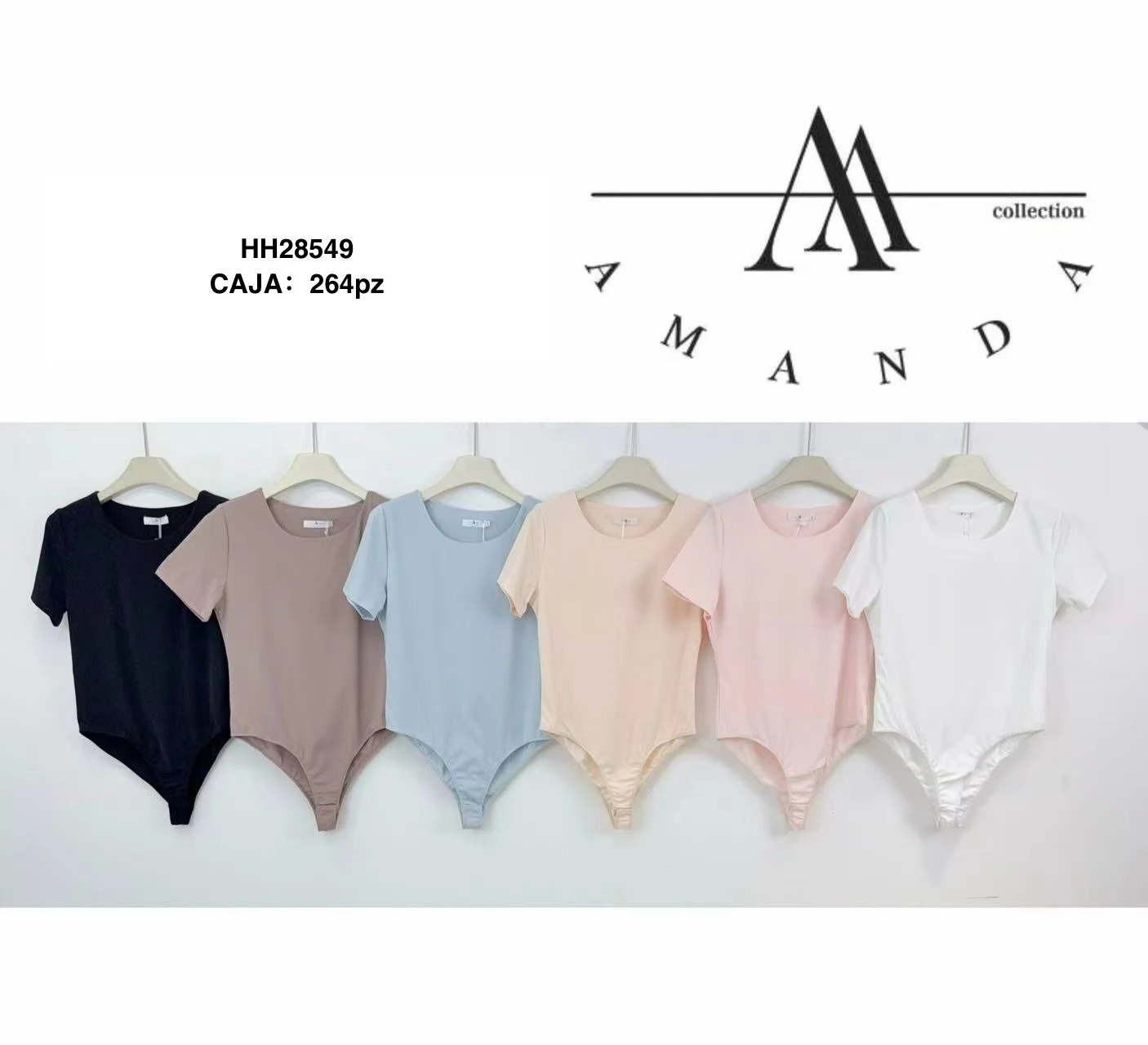 Bodys de Manga Corta Escote Redondo-HH28549