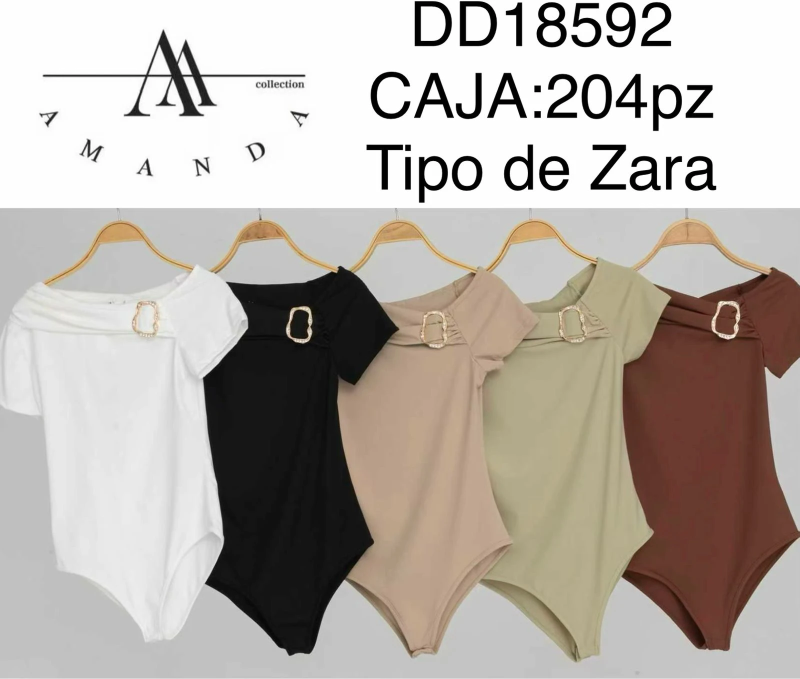 Bodysuit casual con hebilla en escote-DD18592