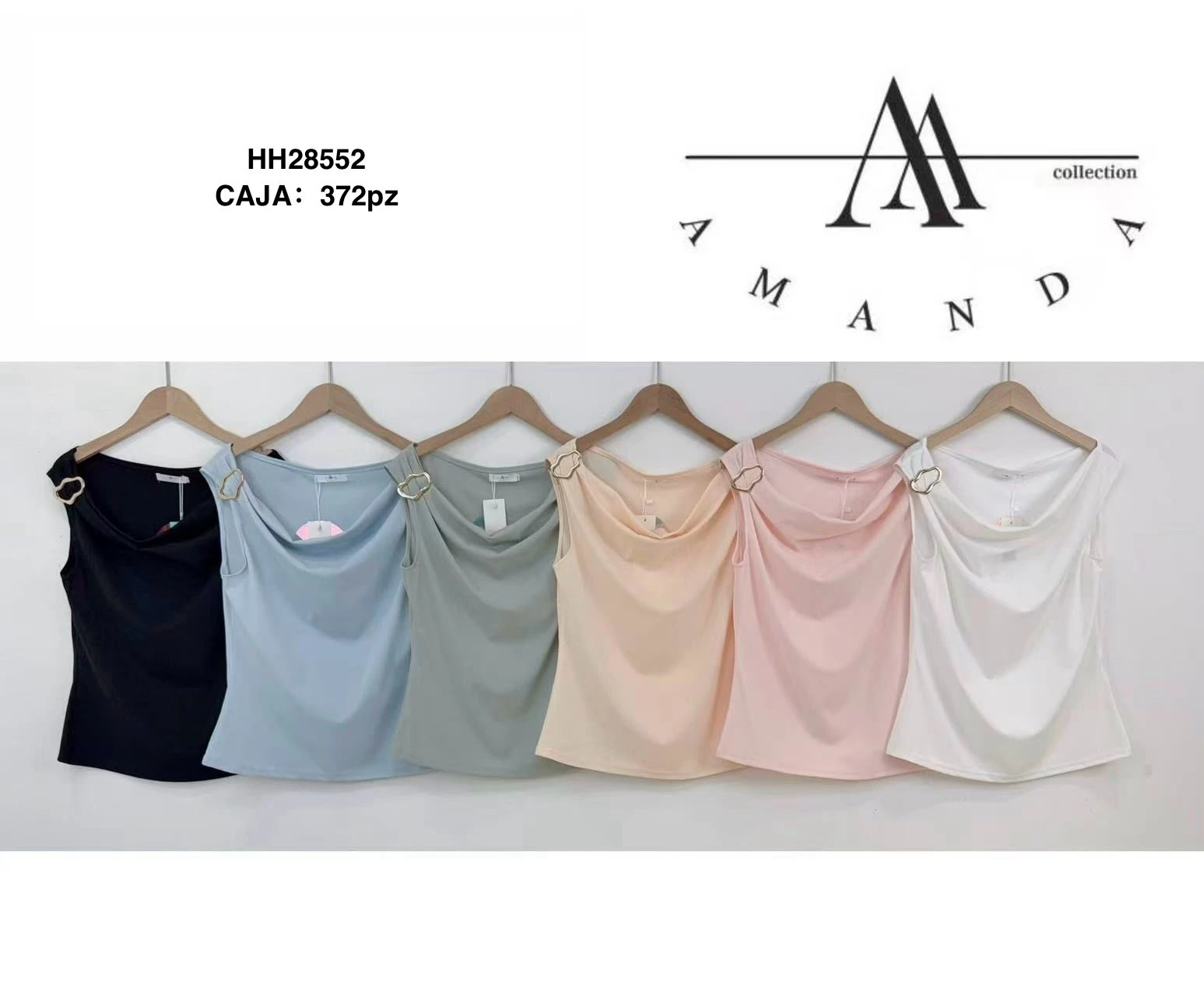 Top de cuello drapeado con argolla-HH28552