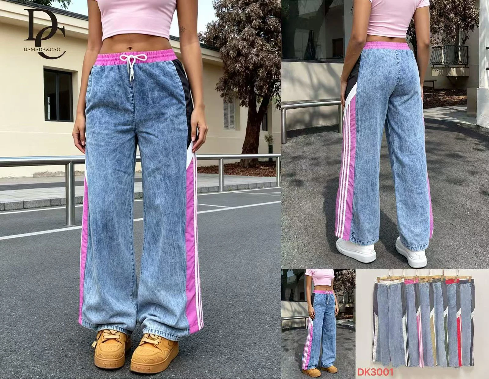 Pantalón acampanado con franja lateral-DK3001