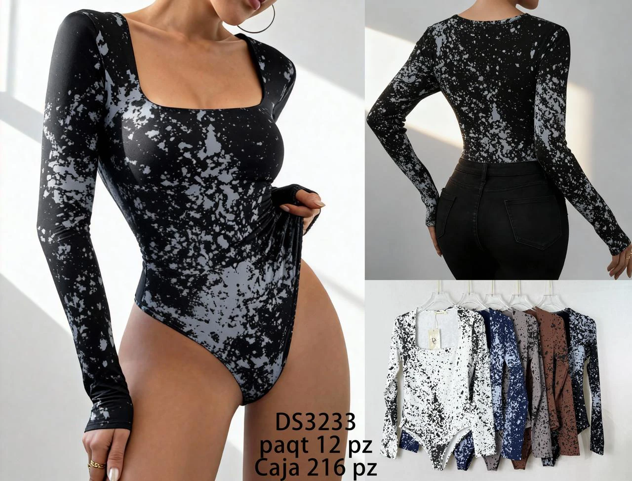 Body de manga larga con estampado-DS3233