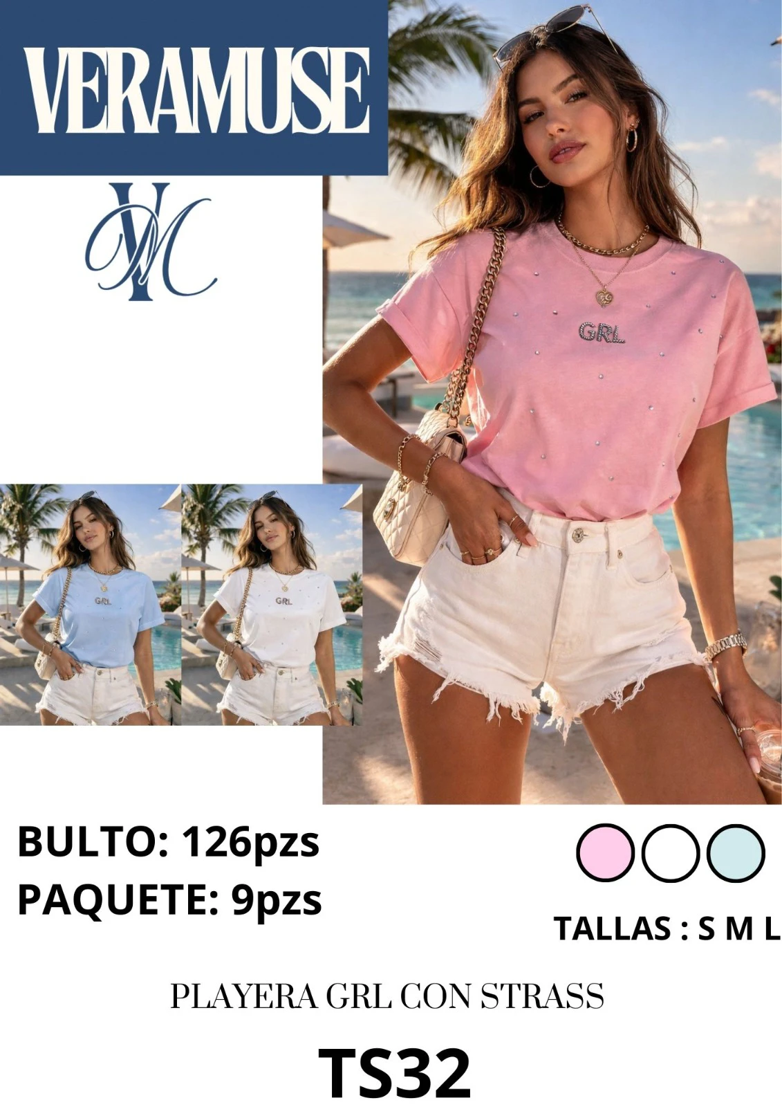Playera GRL con Strass-TS32