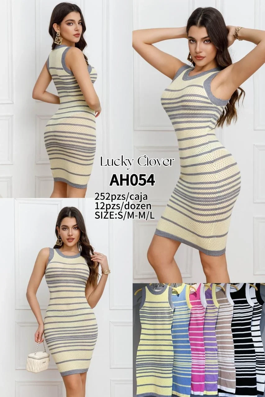 Vestido ajustado a rayas Lucky Clover-AH054