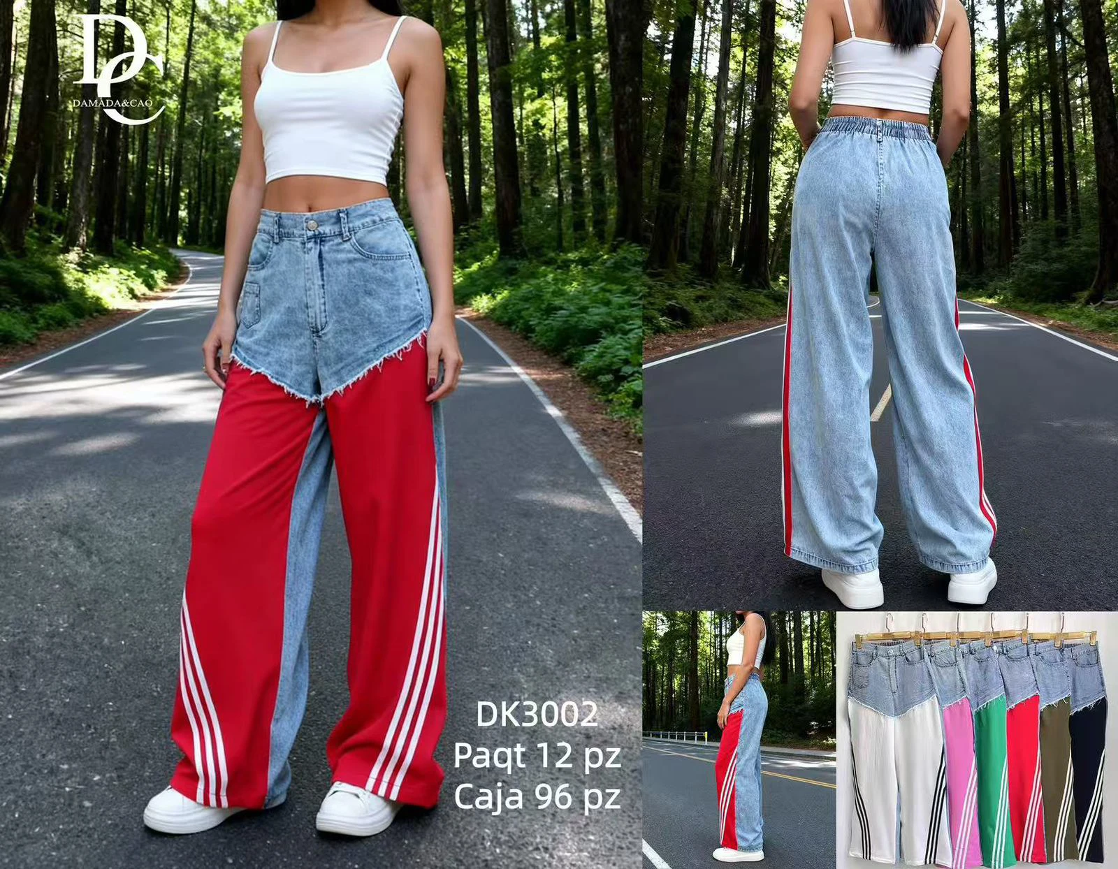 Pantalón de mezclilla con paneles-DK3002