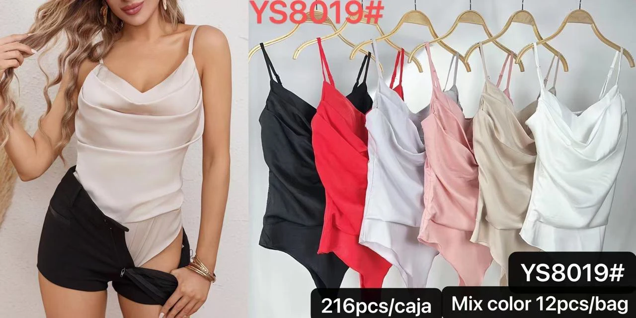 Body de mujer de tirantes con cuello desbocado-YS8019