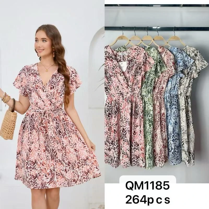 Vestido cruzado estampado-QM1185