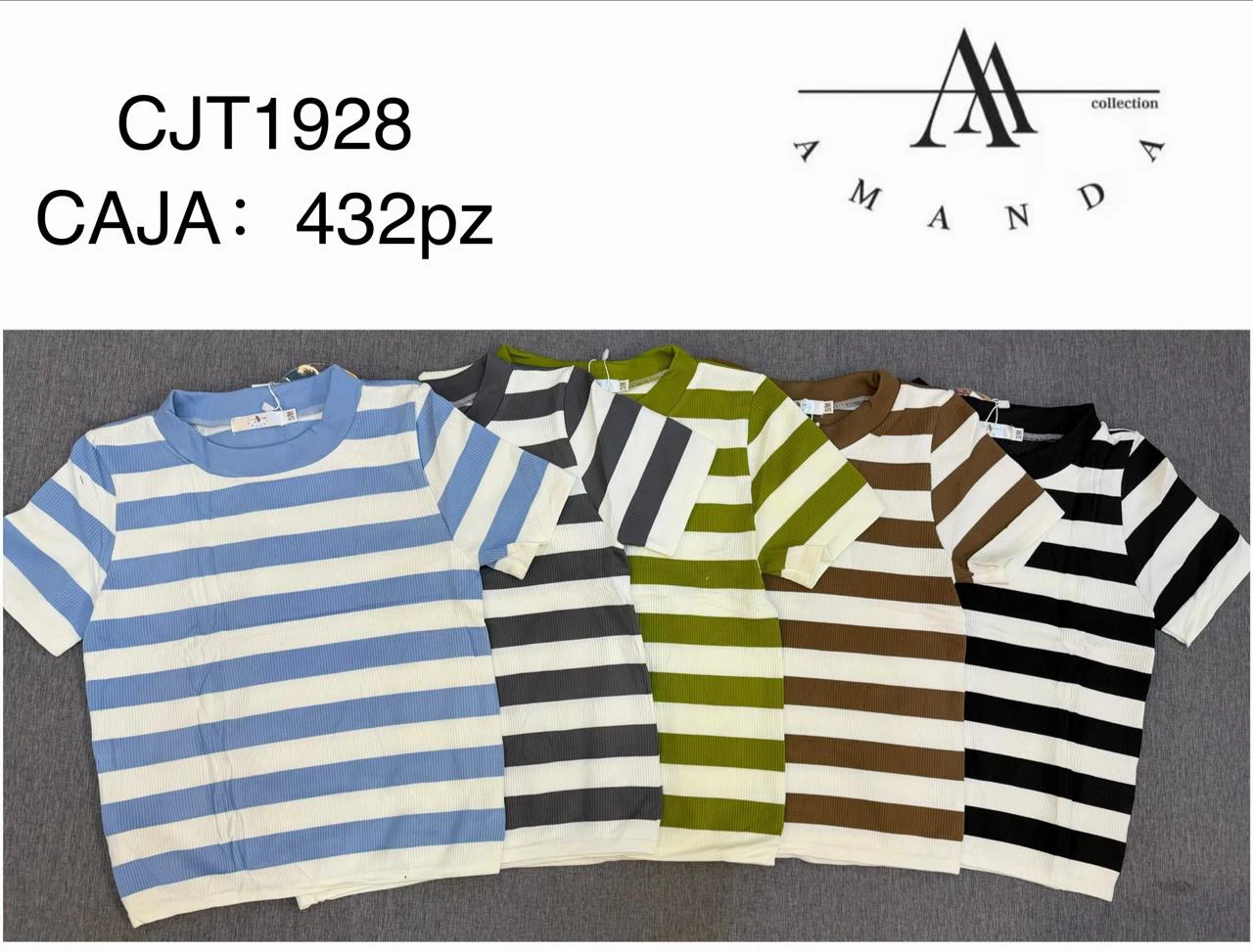 Playeras de manga corta a rayas-CJT1928