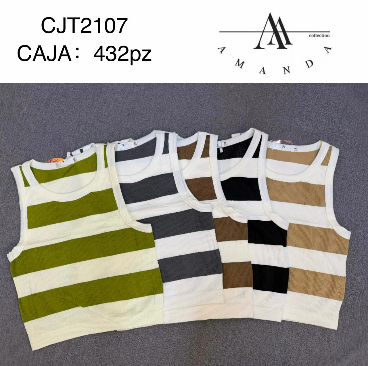 Tops de punto acanalados de rayas-CJT2107