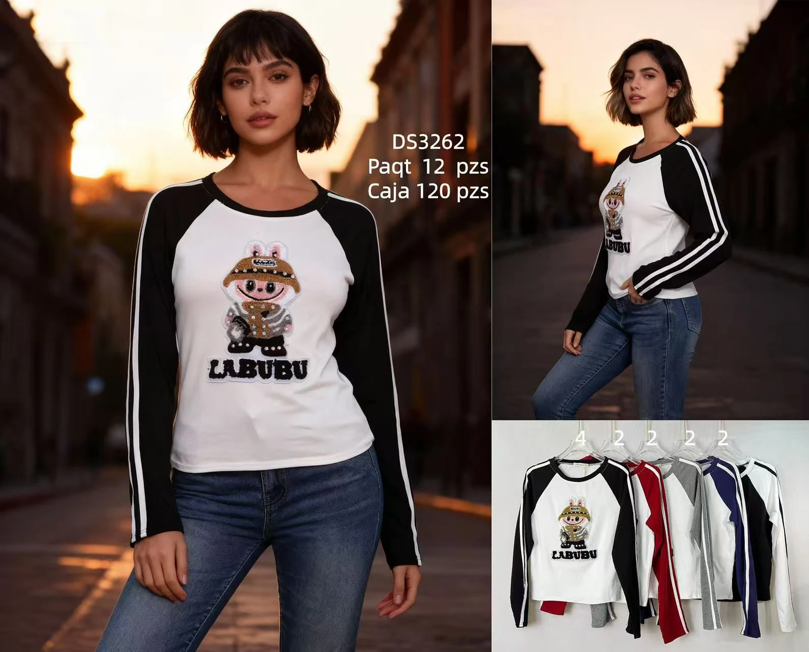 Playera de manga larga con estampado de Labubu-DS3262
