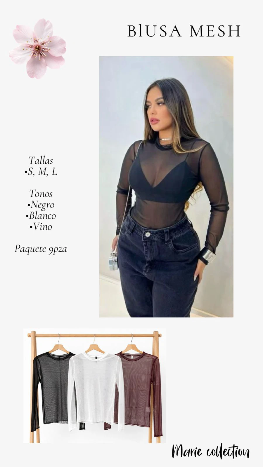 Blusa Mesh de Manga Larga-90703