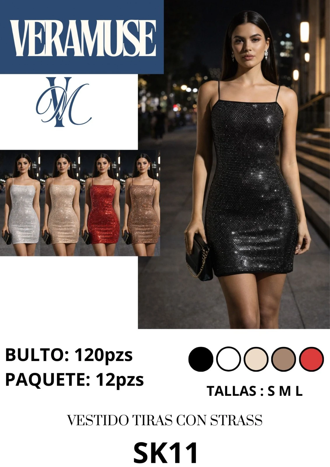 Vestido de tiras con strass-SK11