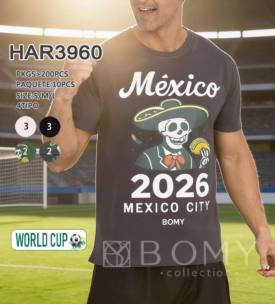 Playera con diseño de México 2026 y esqueleto-HAR3960