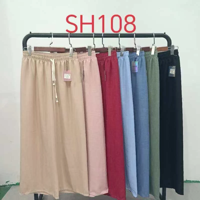 Pantalones largos de cintura elástica-SH108