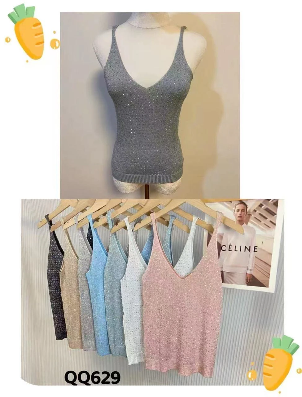 Top de tirantes con brillos-QQ629