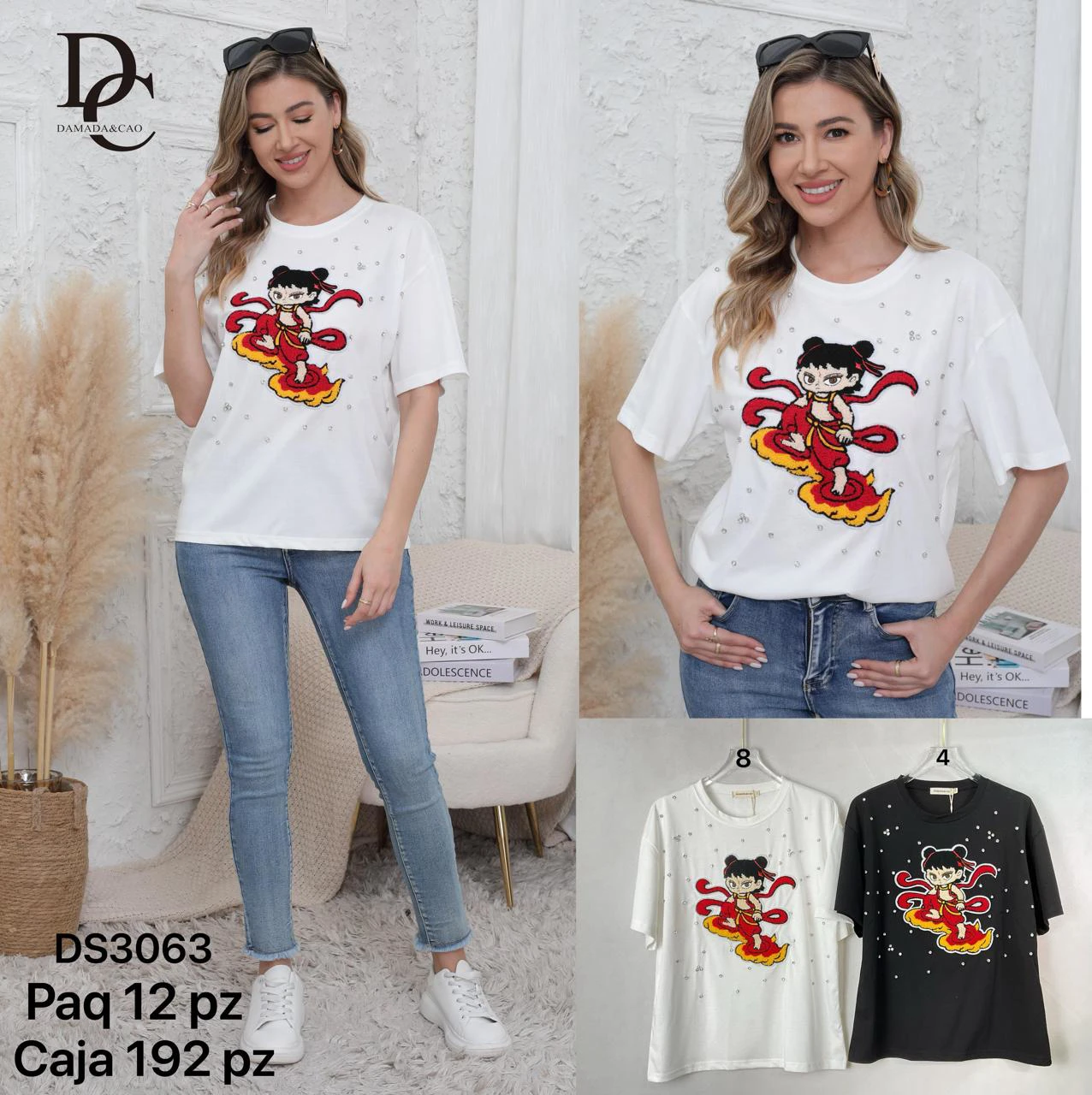 Playera de manga corta con estampado de personaje-DS3063