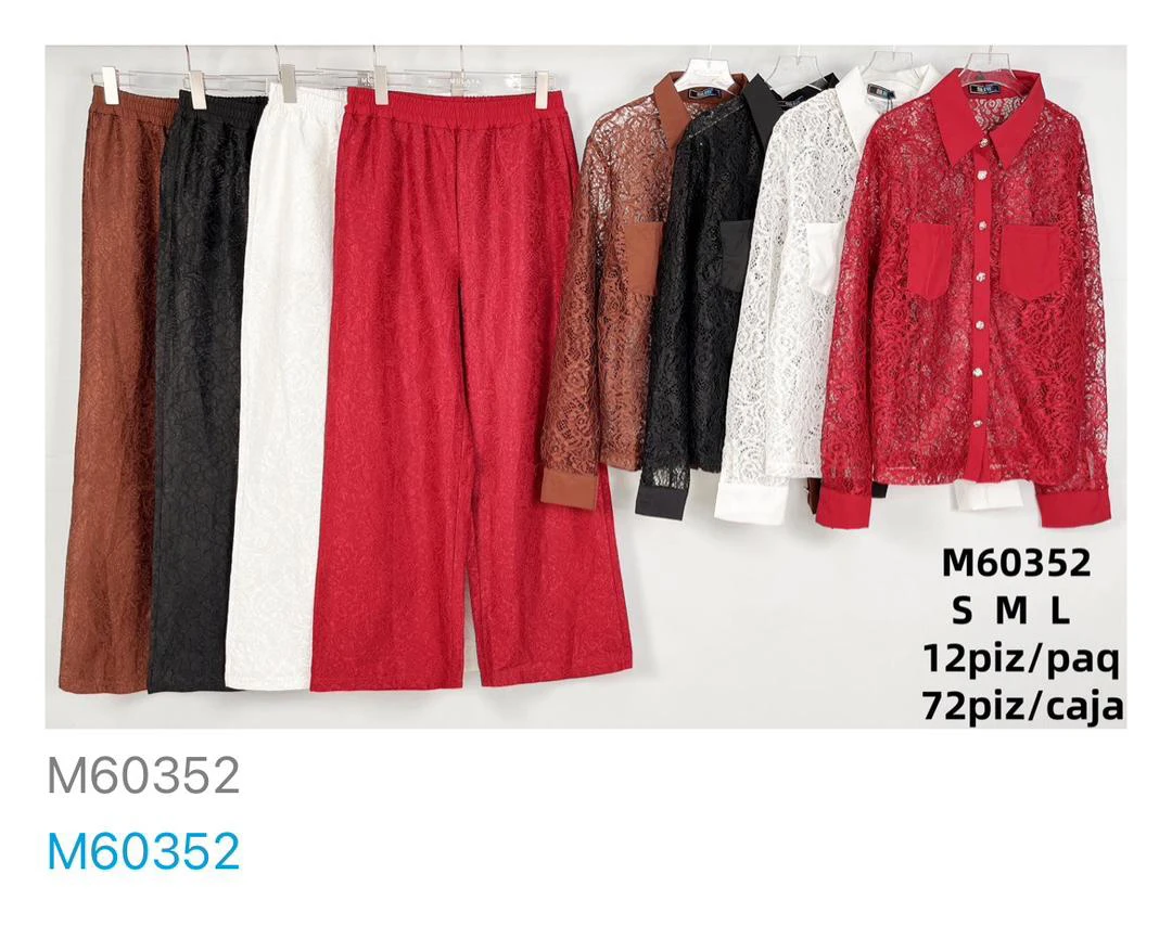 Conjunto de Blusa y Pantalón de Encaje-M60352