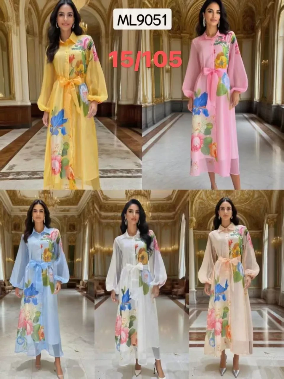 Vestido camisero largo con estampado floral-ML9051