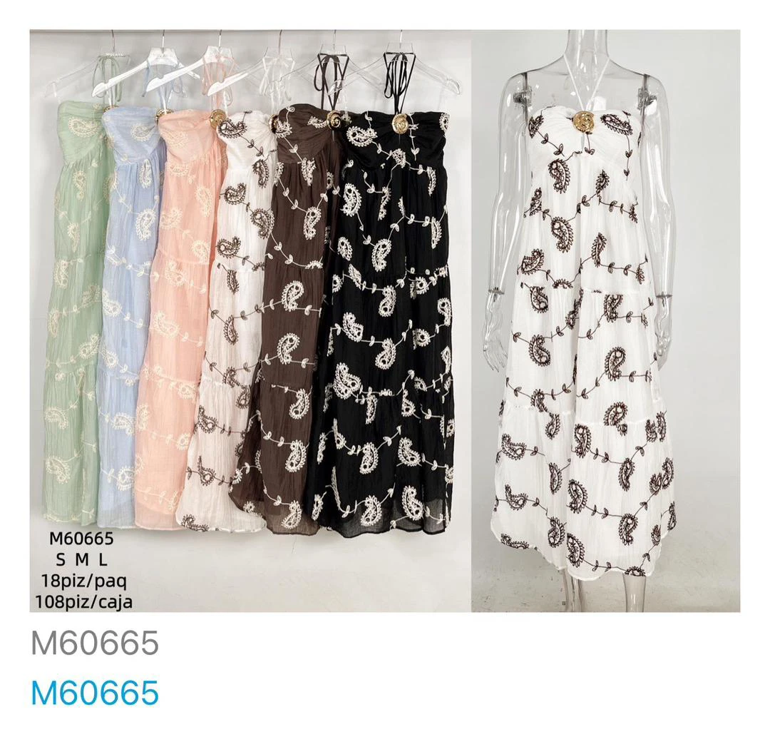 Vestido largo con estampado paisley-M60665