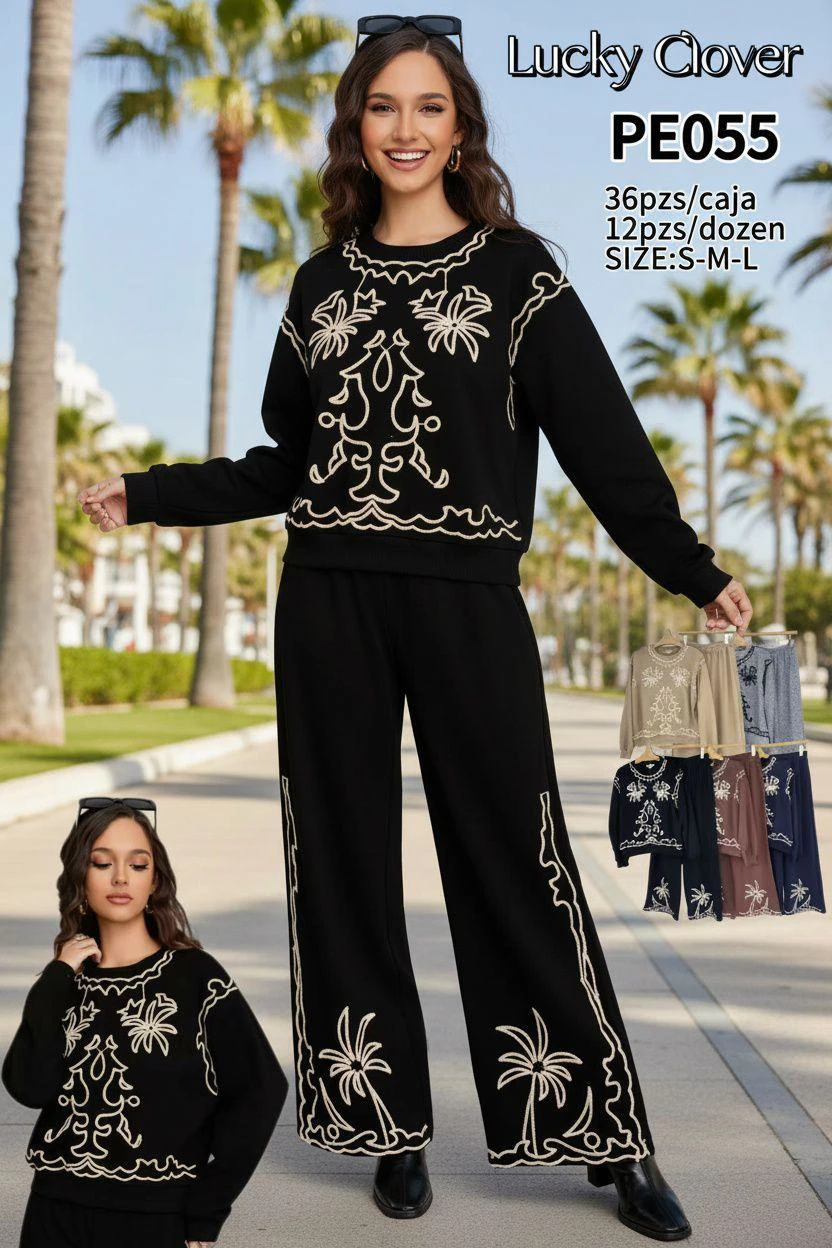 Conjunto de Sudadera y Pantalones con Bordado-PE055