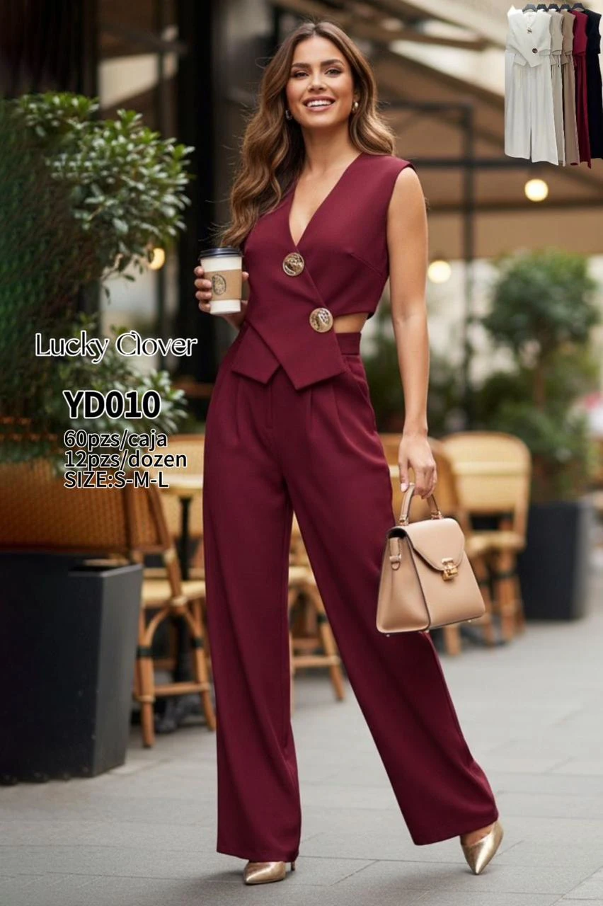 Conjunto de chaleco sin mangas y pantalón-YD010
