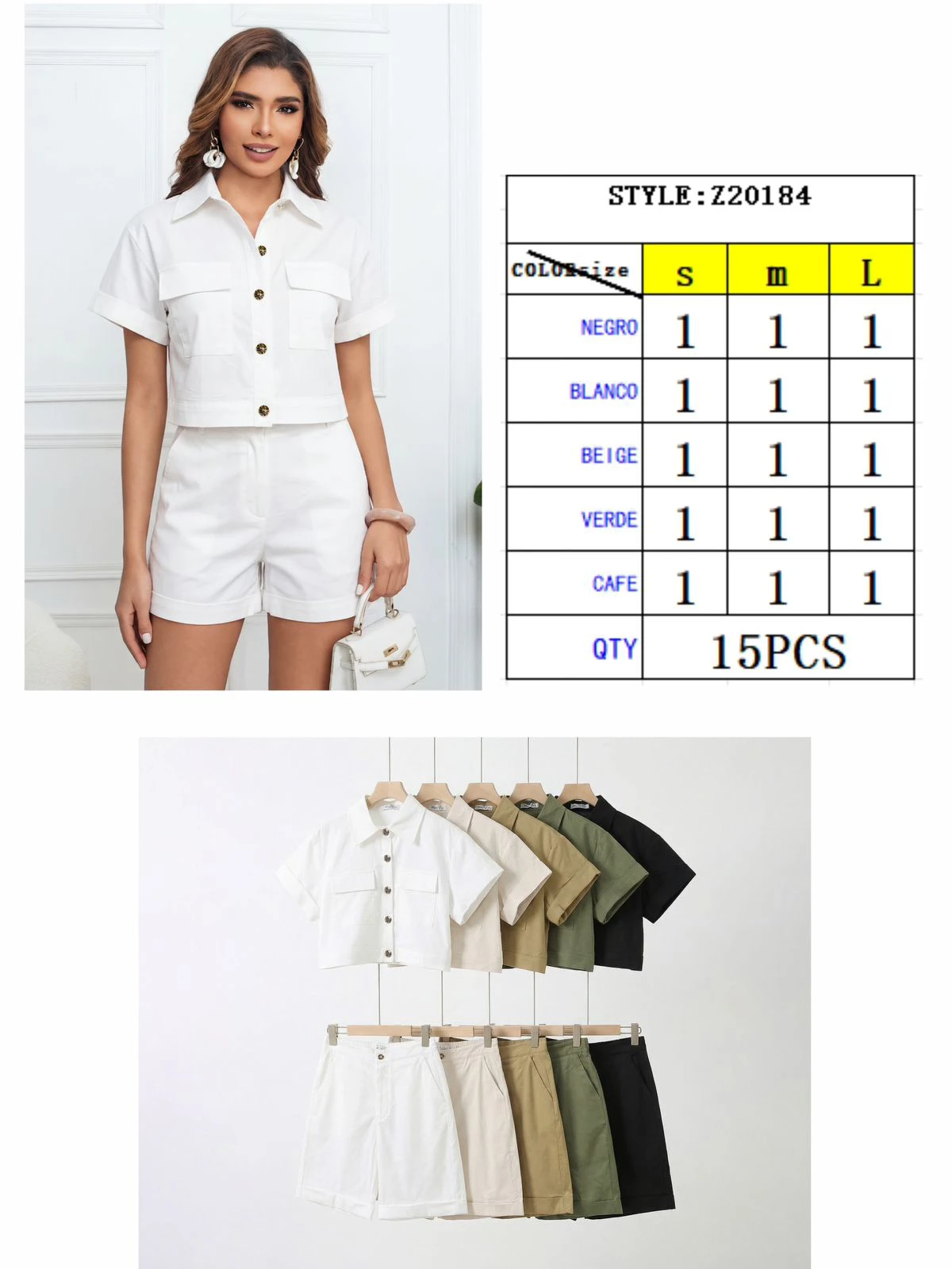 Conjunto de camisa de manga corta y shorts-Z20184