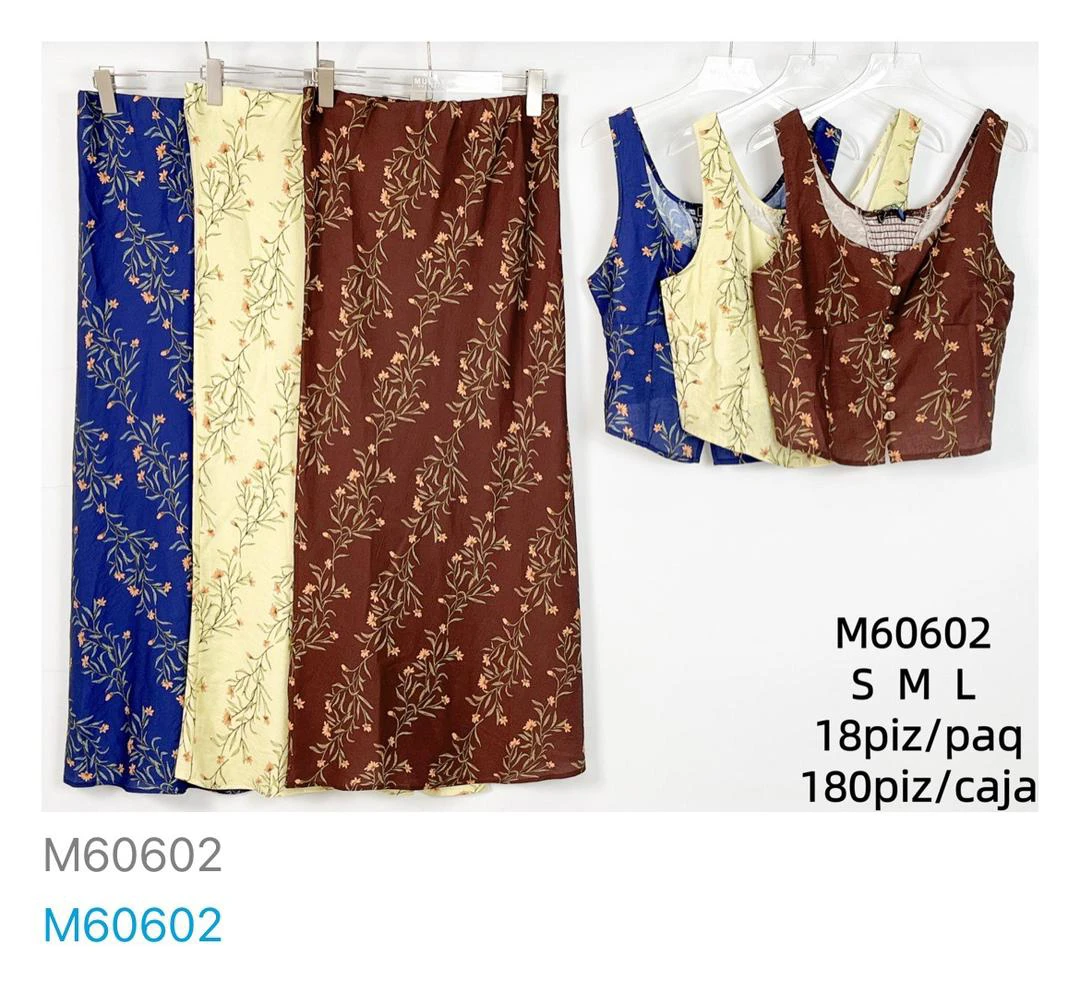 Conjunto de top sin mangas y falda-M60602