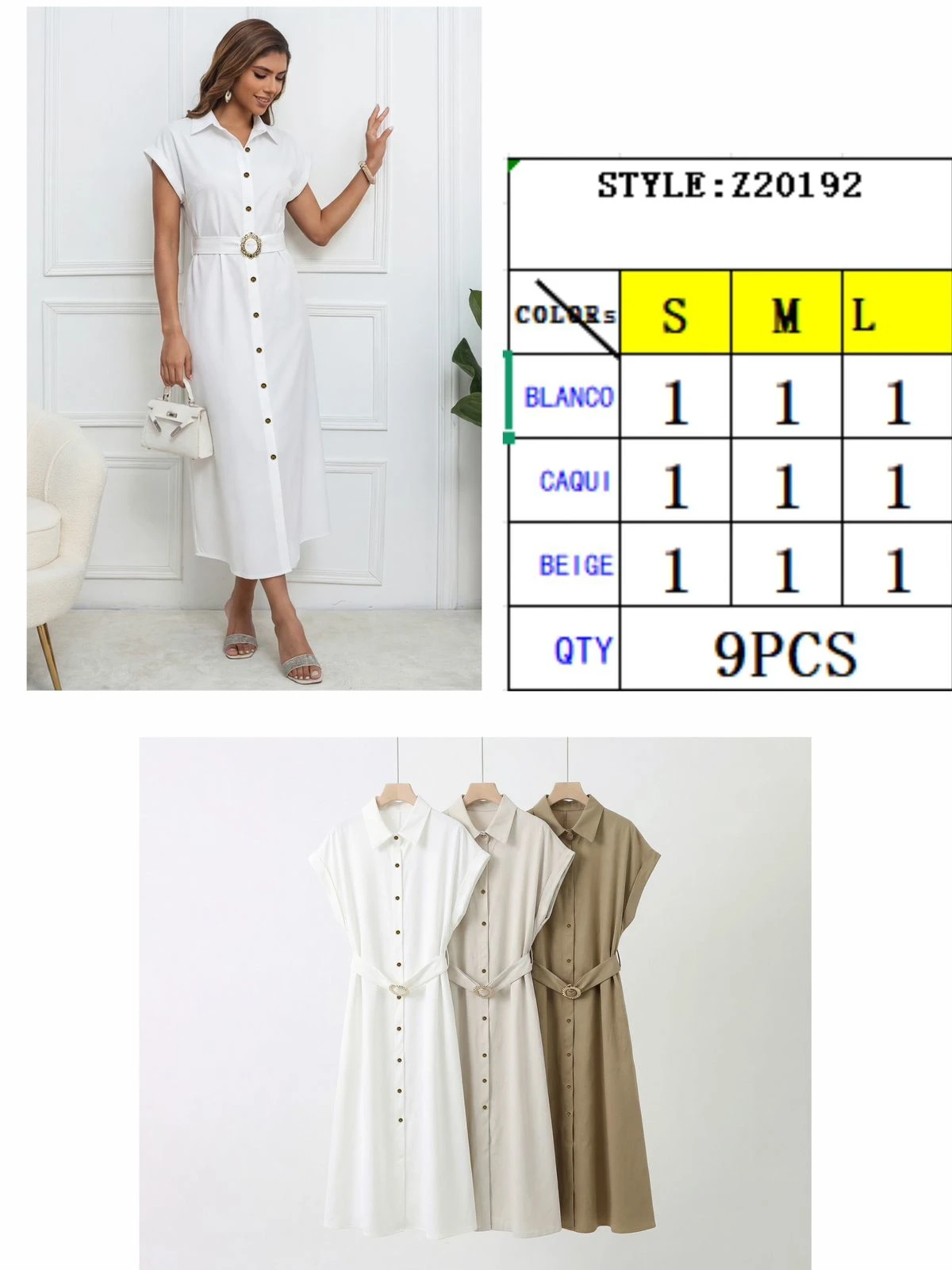 Vestido camisero con cinturón-Z20192