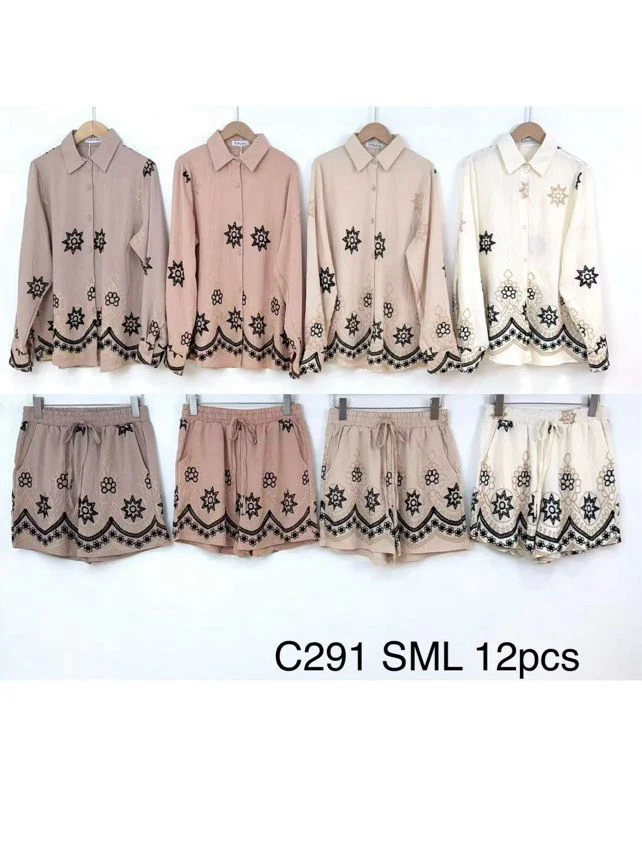 Conjunto de Blusa y Shorts Bordados-C291